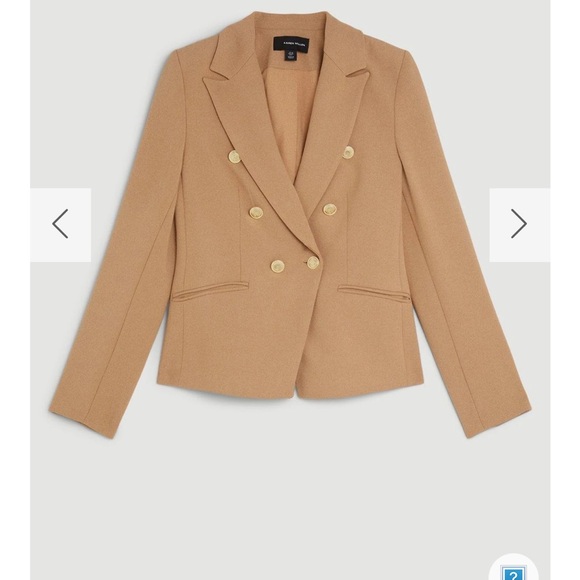 💥💥Clearance💥💥 Karen Millen Tailored Button Military Double-Breasted Tan Blazer - Picture 4 of 13